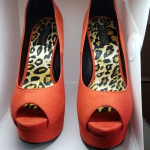 6 inch Orange Suede Wedge Platform